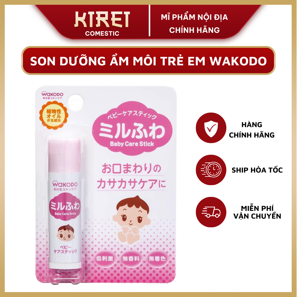 Son Dưỡng ẩm Môi Wakodo trẻ em Cho Bé Từ Sơ Sinh nội địa nuốt được Nhật Bản