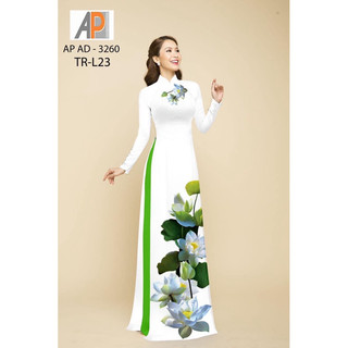 VẢI MAY áo dài in 3D “HOA SEN TRẮNG”.Shop bán VẢI CHƯA MAY,KHÔNG bán áo may sẵn