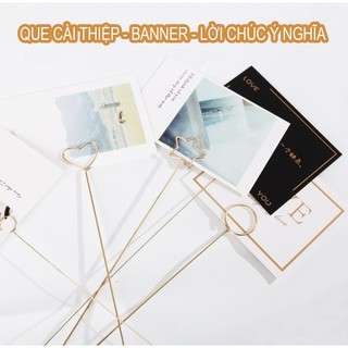 Que cài thiệp - cây gắn thiệp - que ghim banner , bảng giấy , topper chúc mừng lời nhắn bó hoa giỏ hoa quà tặng