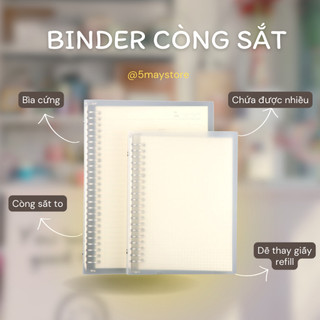 Sổ binder loose leaf bìa còng A4 B5 A5 20 26 30 lỗ làm bullet journal planner transparent