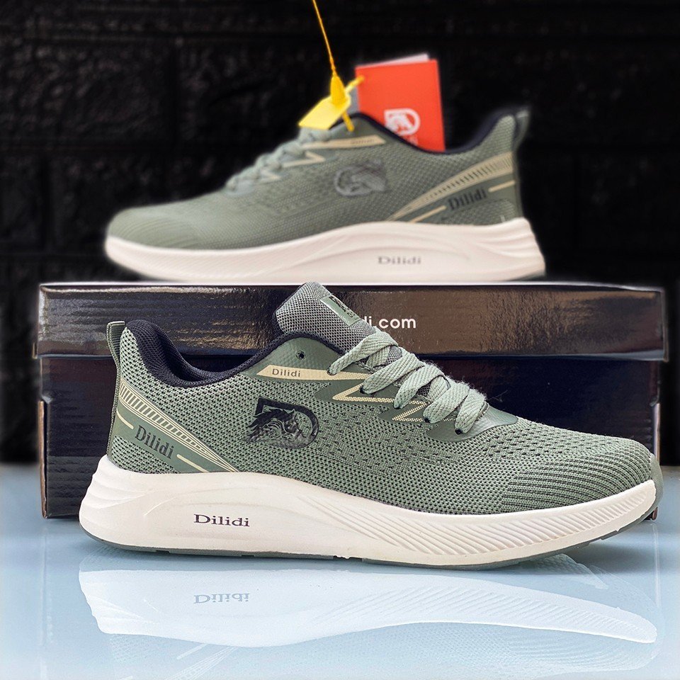 Giày Nam, giày thể thao Nam màu rêu năng động, bền bỉ