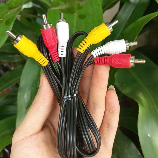 Dây cáp AV/RCA 3 ra 3 - Dây AV 6 đầu - Jack hoa sen RCA dài 1M (ĐEN)