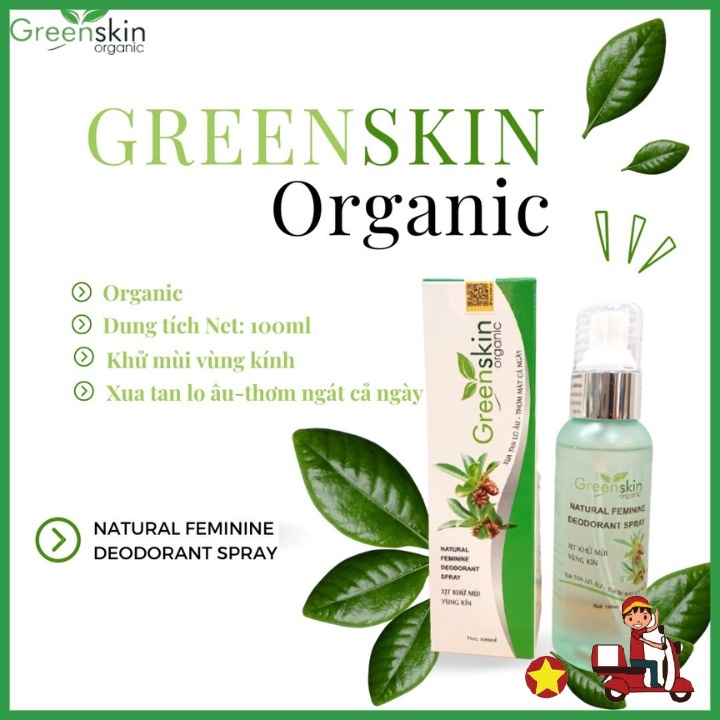 Xịt Khử Mùi Vùng Kín Natural Feminine Deodorant Spray 100Ml - Greenskin Organic