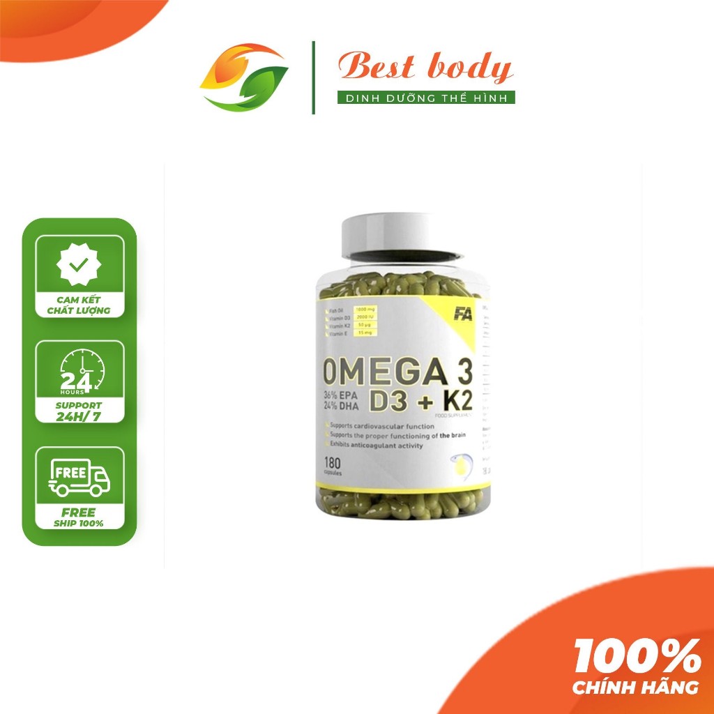 FA - OMEGA 3 D3 K2 - CAM KẾT CHÍNH HÃNG | Dầu Cá Bảo Vệ Tim Mạch, Não Bộ Và Thị Lực