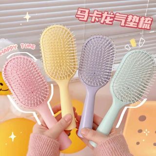 Lược Chải Tóc Gỡ Rối Tạo Kiểu Mát Xa Có Đệm Khí Màu Pastel Phong Cách Hàn Quốc