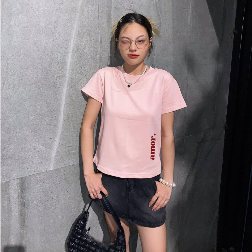Áo Thun Form Fit Mẫu Amor. Áo Baby Tee Chất Cotton Co Giãn, Thoải Mái | BigBuy360 - bigbuy360.vn