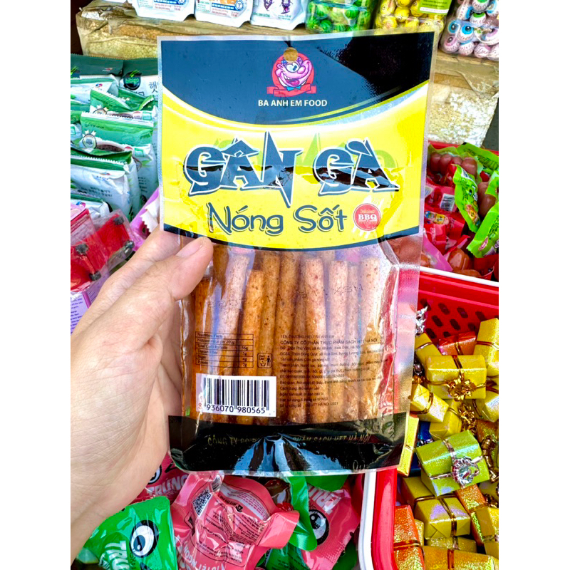 Bimbim, bim bim, que cay, snack gân gà nóng sốt