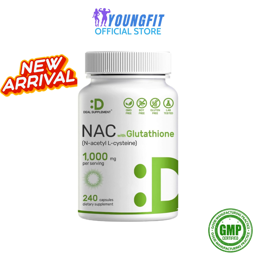 Viên Uống Nac Glutathione Deal Supplement Trắng Da Giải Độc Gan Chống Oxy Hóa (240 viên) - YoungFit