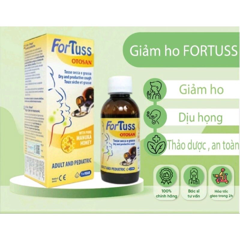 Siro Ho Thảo Dược Fortuss Otosan Hỗ trợ Bổ Phế , Làm Dịu Con Ho