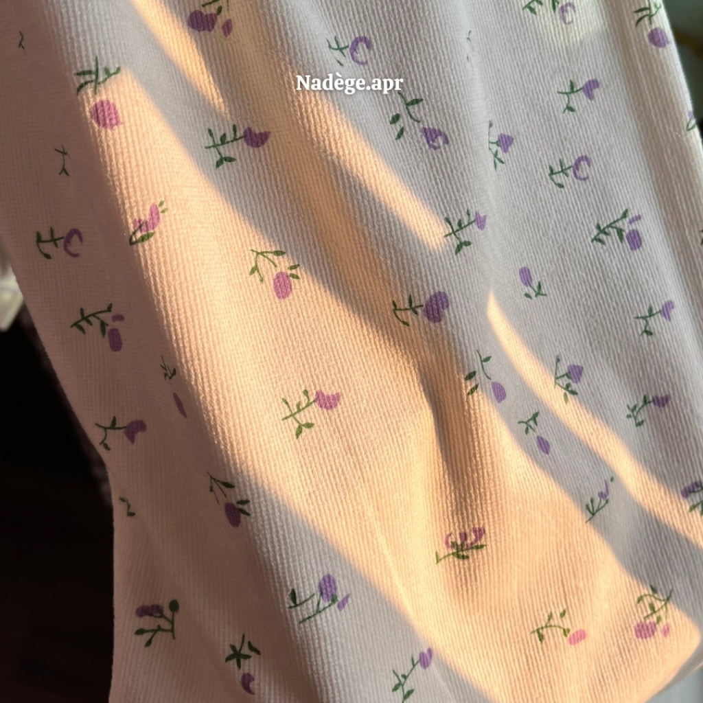 𝐅𝐥𝐨𝐫𝐚𝐥 𝐏𝐲𝐣𝐚𝐦𝐚𝐬 🏵️ Bộ ngủ dài tay thu đông hoa nhí chất vải nhung ấm áp - Nadege.apr