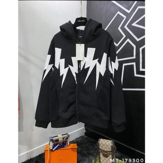 Áo Hoodie Zip , Áo Khoác Nỉ Có Mũ Neil Baret Họa Tiết Tia Sét Kiểu Dáng Unisex Mới Nhất Mùa Đông 2023 Hót Hít