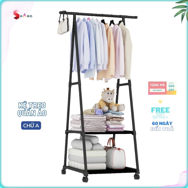 Kệ Treo Quần Áo Hình Chữ A Có Bánh Xe Di Chuyển