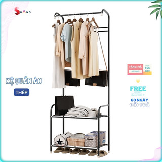 Kệ Treo Quần Áo 7SEN Decor Thời Trang Có Ngăn Để Giày Dép Và Đồ Gấp Gọn