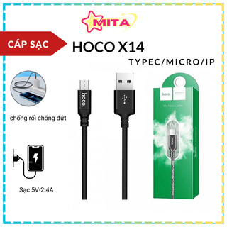 Cáp sạc nhanh Hoco X14 sạc Micro USB/Type C/i-P cáp bọc dù chống đứt chống rối hàng loại tốt