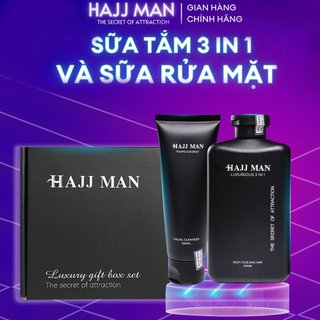 Bộ quà tặng sữa tắm gội toàn thân hương nước hoa nam tính 350ml & Sữa rửa mặt nam 100ml HAJJ MAN