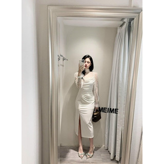 đầm trắng phối ren đầm tiệc cao cấp