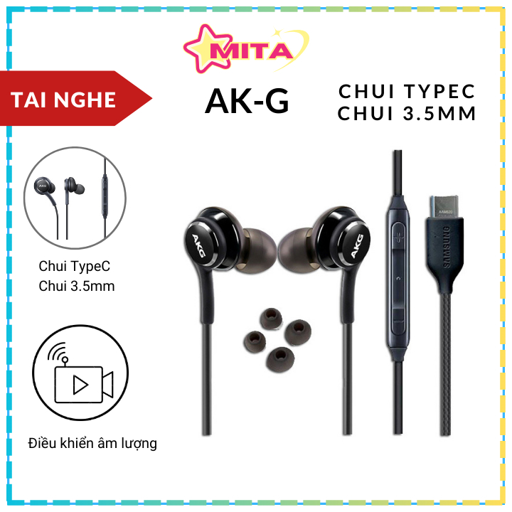 Tai Nghe AKG Có Dây Nhét Tai Chui TypeC - Chui tròn 3.5 Nhét Chống Ồn Có Mic In Ear Cho PC và các dòng điện thoại