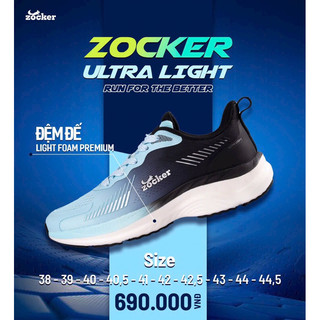 Giày Chạy Bộ Zocker Ultra Light Chính Hãng + Tặng 1 Đôi Vớ Dệt Kim Thể Thao + Full Box + Bảo Hành - Giày Thể Thao Nam
