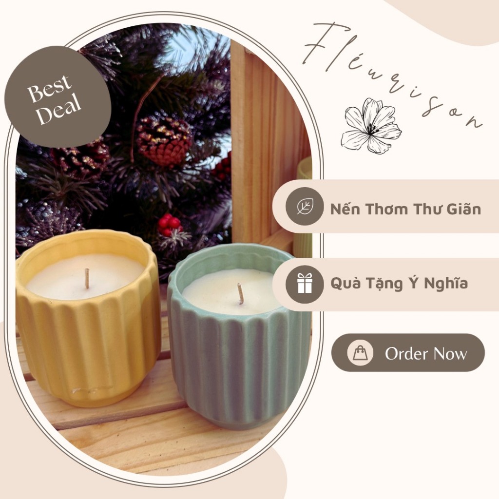 [Fleurison] Hũ Gốm Nến Thơm Decor