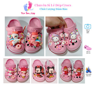 [ Tặng 10 Sticker ] Dép Crocs Baya cho bé Gái màu hồng Mix Sticker Sục Cross nam nữ người lớn trẻ em hàng xuất khẩu