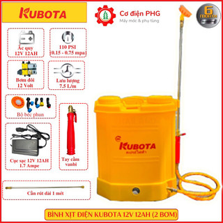Bình xịt thuốc kubota 20 lít 12v 12ah 2 bơm áp phun mạnh và êm| công nghệ thái lan| bình xịt điện