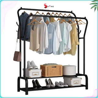 Giá Treo Quần Áo 2 Tầng, Loại 2 Thanh Treo Đồ Có Móc