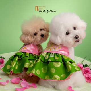 Áo Yếm Tết Cho Chó Mèo Quần Áo Thú Cưng Thiết Kế Tết Nguyên Đán 2025 Vải Gấm Thái Tuấn Hiha Pets VTG1 ĐT.