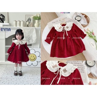 Váy nhung đỏ kim tuyến dày ấm xinh xắn cho bé
