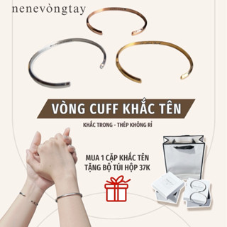 [CÓ SẴN] Vòng tay CUFF D v v khắc tên cho nam nữ không gỉ (có bán lẻ)