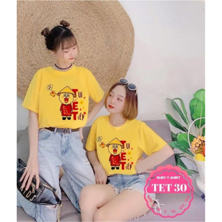 Áo Thun Tết 2024 chất thun cotton làm áo gia đình nhóm chơi tết dẹp