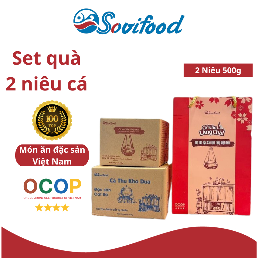 Set quà: 01 niêu cá mòi kho niêu đất + 01 niêu cá thu kho dưa - Sovifood