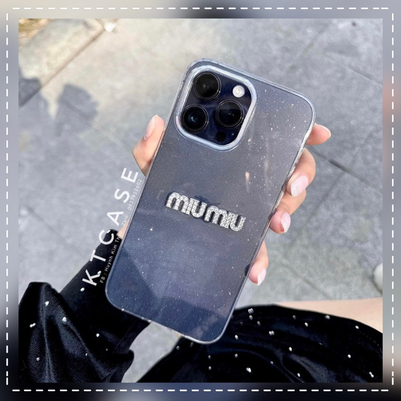 Ốp Lưng Trong Ẩn Nhũ Kim Tuyến Đính Miumiu Đá
