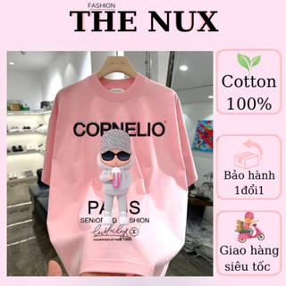Áo thun unisex oversize, áo cổ tròn in hình cô gái Tee Nightlife Maniacs Cotton 100% THE NUX