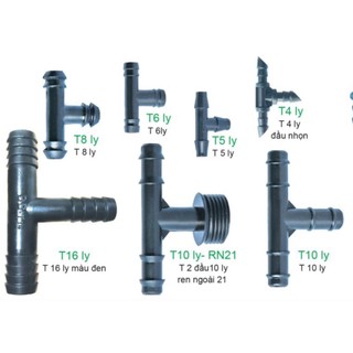 T chia nước nhựa POM nhiều kích cỡ ( phụ kiện tưới tiêu ) - Gói 100 cái