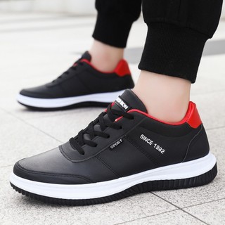 Giày nam sneaker thể thao da pu since 1982 đen đỏ ngầu