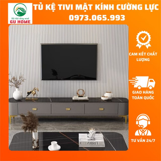 Tủ kệ tivi Gu Home mặt kính cường lực cao cấp , Tủ truyền hình mặt kính cường lực 160cm, Kệ TV cao cấp M198
