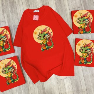 Áo Thun Tay Ngắn Unisex Đủ Size M L XL - Áo thun rồng mặt trăng