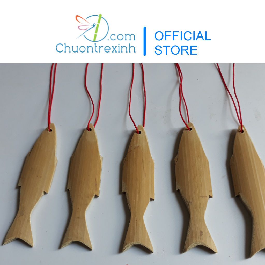 Cá gỗ tre mộc trang trí handmade
