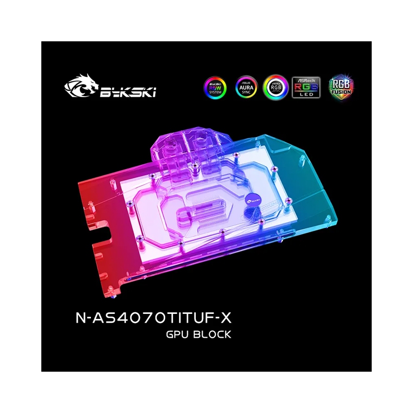 BLOCK NƯỚC BYKSKI CHO VGA ASUS RTX 4070(TI) TUF/DUAL (N-AS4070TITUF-X 5V RBW)