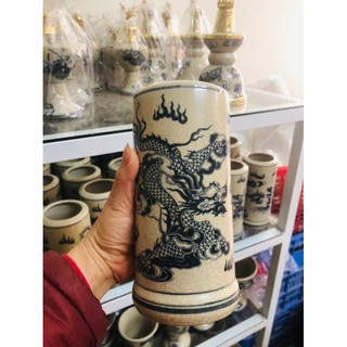Lọ cắm hương,ống cắm hương men rạn bát Tràng