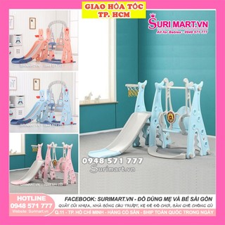 (Hỏa tốc HCM) Bộ cầu trượt xích đu cá mập - Đồ chơi Cầu tuột, cầu trượt xích đu ô tô cho bé