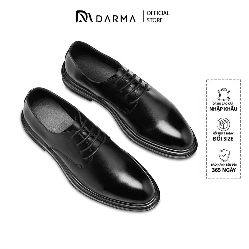 Giày Tây Nam Công Sở Cao Cấp DARMA Kiểu Derby Da Bò Buộc Dây Đế Tăng Chiều Cao 3.5cm OF27 Giày Âu Nam Đẹp