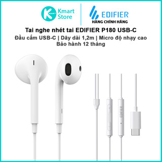 Tai nghe nhét tai có dây EDIFIER P180 PLUS / P180 USB-C  | Chân cắm 3.5mm / USB-C | | Dài 1,2m | Bảo hành 12 tháng