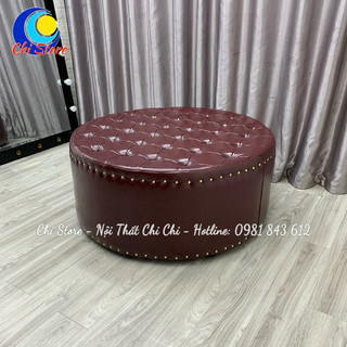 Ghế Đôn Ngồi Chụp Hình Decor Quán Quần Áo Tròn Đính Khuy Đường Kính 1m, Đôn Sofa Ngồi Chờ Tại Shop Sang Chảnh