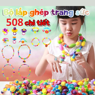 Bộ lắp ráp trang sức cho bé bộ lắp ghép trang sức 508 chi tiết nhựa an toàn màu sức tươi tắn