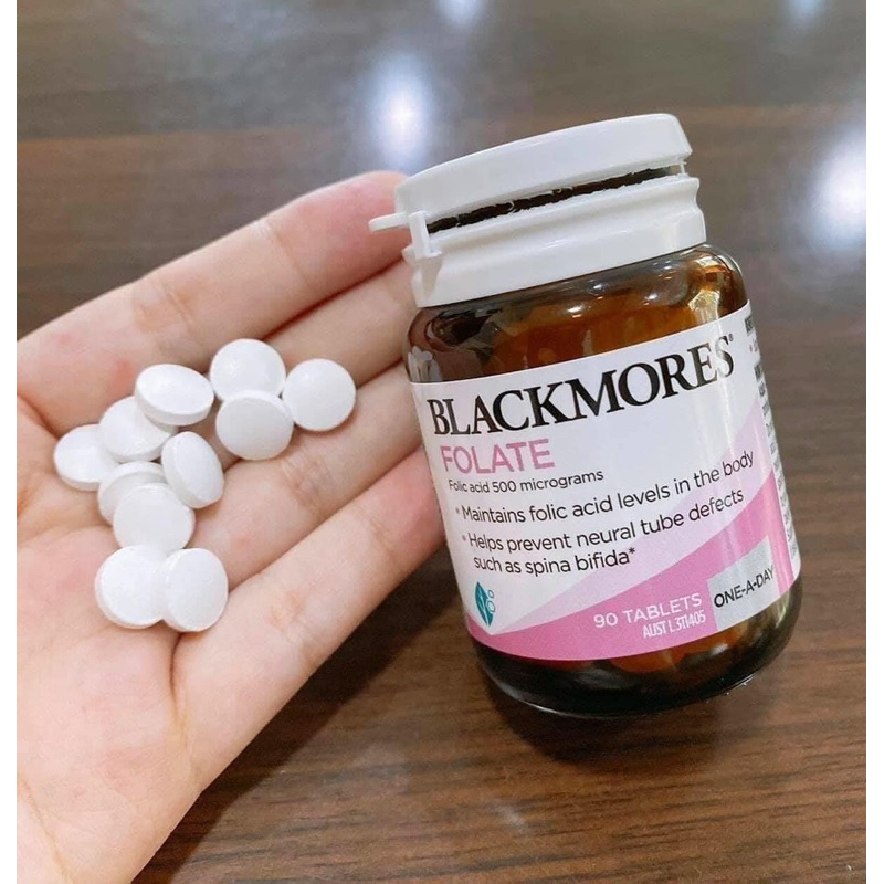Viên uống bổ sung Acid folic Blackmores Folate giúp phòng tránh dị tật thai nhi 90 viên