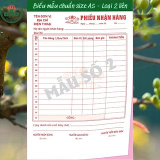 Phiếu nhận hàng 2 liên-Block 6 quyển-chọn mẫu in tên