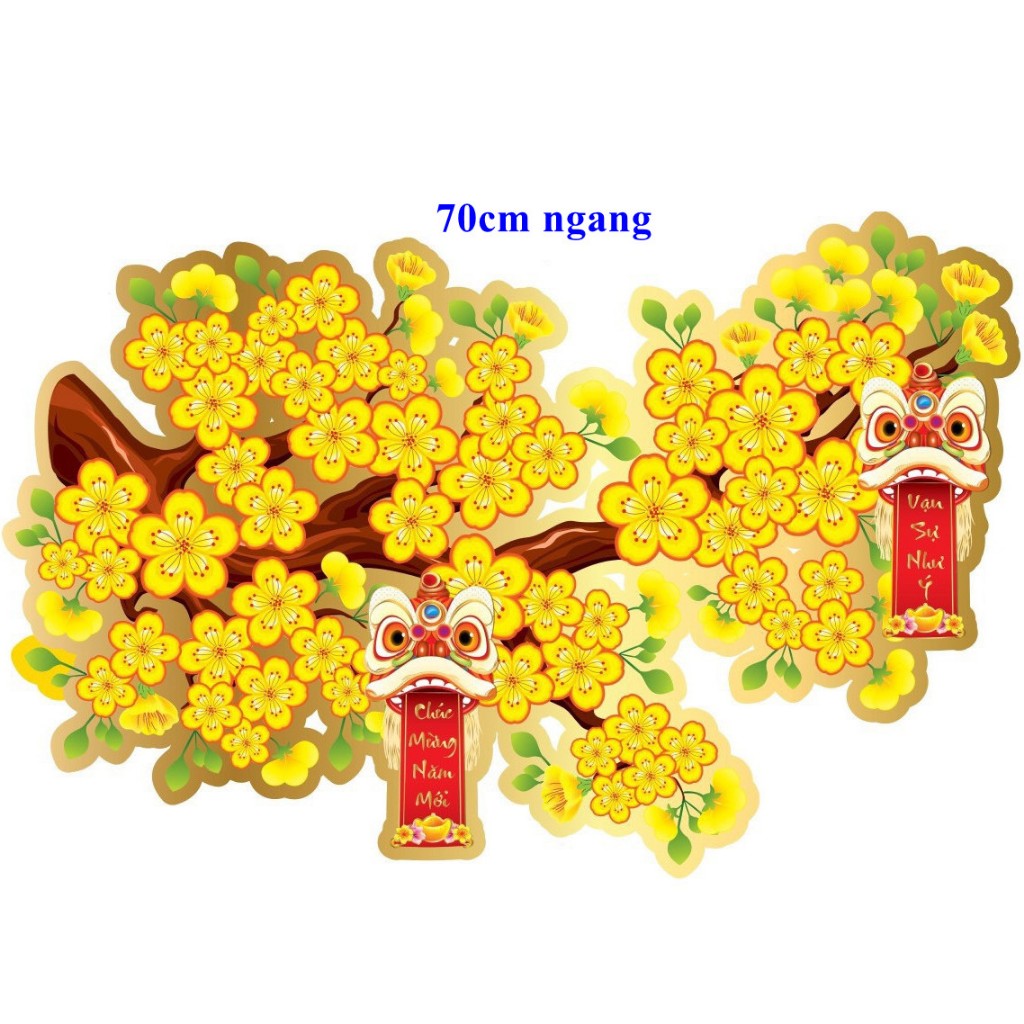 Cành đào mai ép nhũ trang trí tết