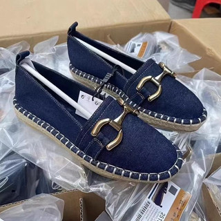 ✈️ Giày Lười Nữ ZAR@ miệng nông khóa vàng, giày lười Espadrille thoáng khí đế phẳng giày lười
