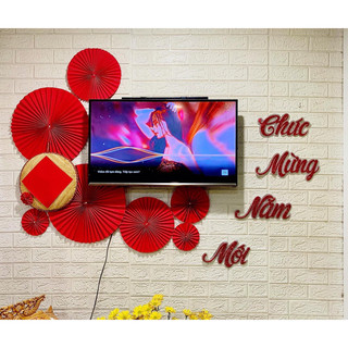 Bộ quạt đỏ nhung trang trí tết